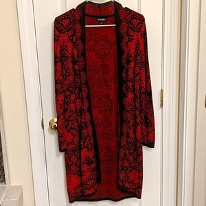 Roz & Ali Red & Black long Cardigan (M)